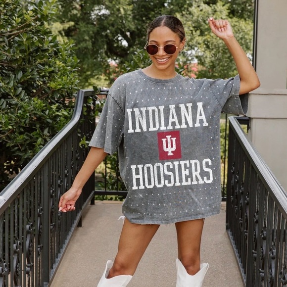 Gameday Couture Indiana Hoosiers On The Ball Mini Rhinestone Tee Oversized XXL - Picture 1 of 15